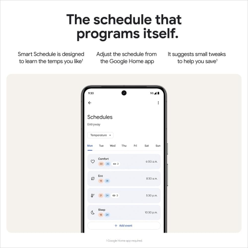 Thermostat intelligent Wi-Fi Nest Learning de Google - Argenté poli