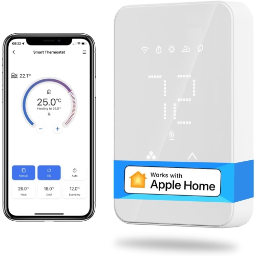 Thermostat intelligent pour chaufferettes électriques - Fonctionne avec Apple Home, Siri, Alexa, Google Home et SmartThings - Contrôle vocal et à dis