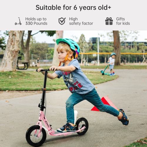 TOPTENG Shock-Absorbing Foldable Commuter Kick Scooter For Adults and Teens With 12" Large Smooth Rolling Rubber Air Tires Pink