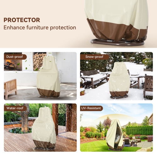TOPTENG Patio Egg Chair Cover Hanging Outdoor Double Wicker Egg Swing Covers Waterproof