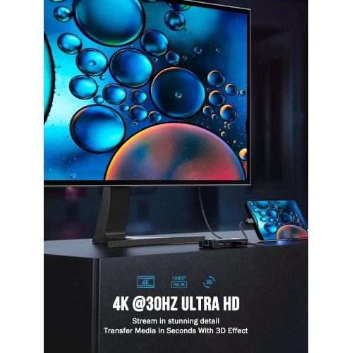 USB C Ethernet Hub-1000Mbps, 5 in 1 USB C Dongle USB C Multiport Adapter with HDMI 4K, 2 USB 3.0, 100W PD, USB C Dock for MacBook Pro/Air M1, iPad