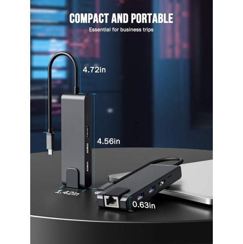 USB C Ethernet Hub-1000Mbps, 5 in 1 USB C Dongle USB C Multiport Adapter with HDMI 4K, 2 USB 3.0, 100W PD, USB C Dock for MacBook Pro/Air M1, iPad