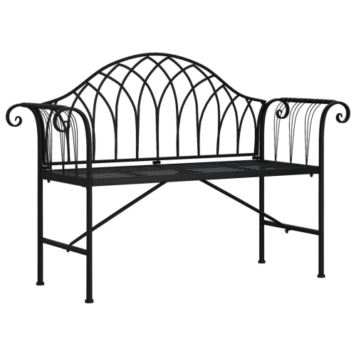 VIDAXL  2-Seater Garden Bench 128 Cm Steel In Black