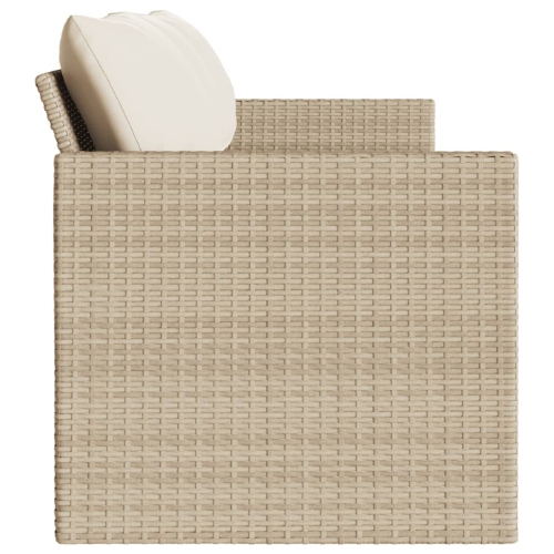 Divan de jardin vidaXL avec coussins, 3 places, beige, rotin de polyester