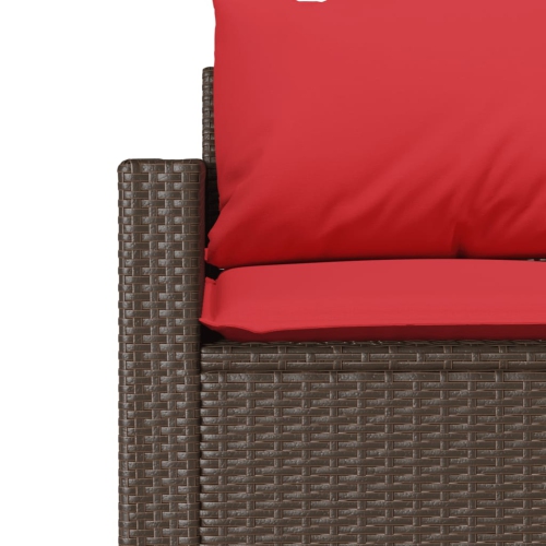 vidaXL Garden Sofa with Cushions 3-Seater Brown Poly Rattan