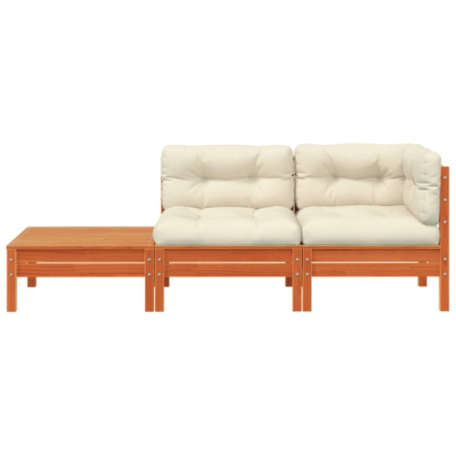 vidaXL Garden Sofa with Cushions and Footstool Solid Wood Pine