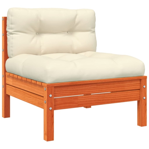 vidaXL Garden Sofa with Cushions and Footstool Solid Wood Pine