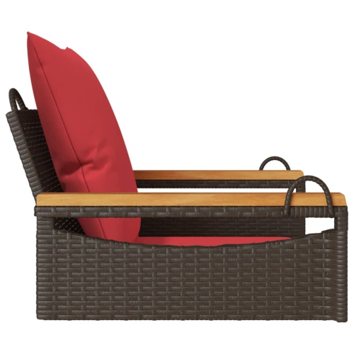 vidaXL Swing Bench with Cushions Brown 63x62x40 cm Poly Rattan