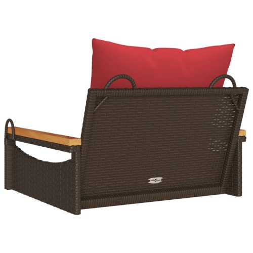 vidaXL Swing Bench with Cushions Brown 63x62x40 cm Poly Rattan