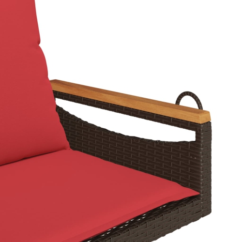 vidaXL Swing Bench with Cushions Brown 63x62x40 cm Poly Rattan