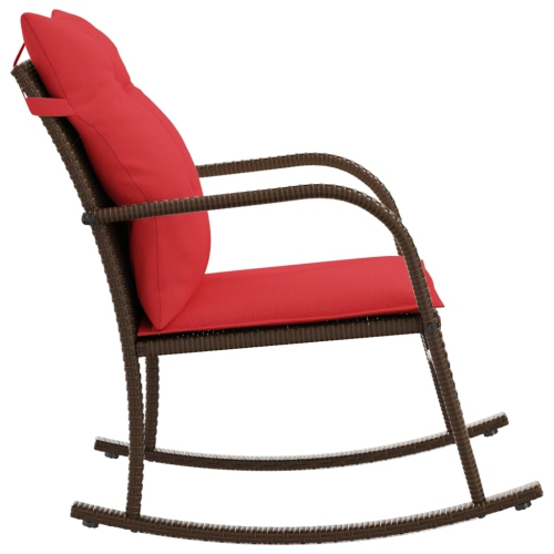 vidaXL Garden Rocking Chair with Cushions Brown Poly Rattan