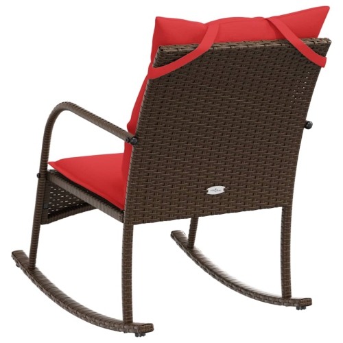 vidaXL Garden Rocking Chair with Cushions Brown Poly Rattan
