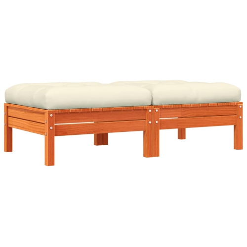 VIDAXL  Garden Footstools With Cushions 2 PCs Wax Solid Wood Pine In Brown