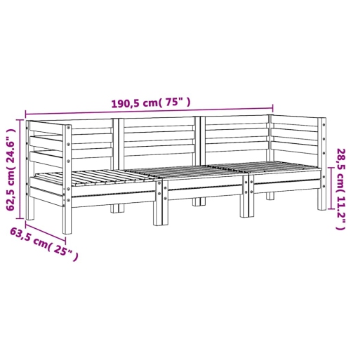 vidaXL Garden Sofa 3-Seater Solid Wood Pine