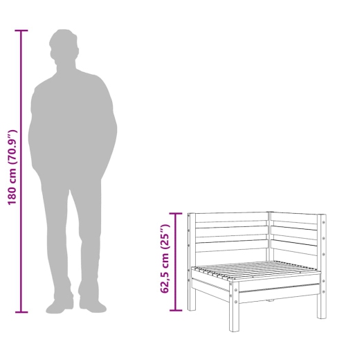 vidaXL Garden Sofa 3-Seater Solid Wood Pine