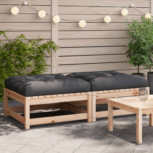 vidaXL Garden Footstools with Cushions 2 pcs Solid Wood Pine