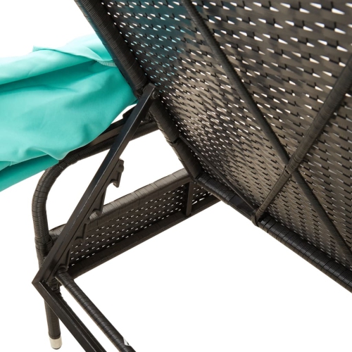 vidaXL Sun Lounger with Canopy Black Poly Rattan