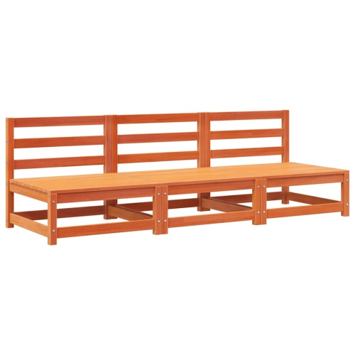 VIDAXL  Garden Sofas Armless 3 PCs Wax 70X70X67 Cm Solid Wood Pine In Brown