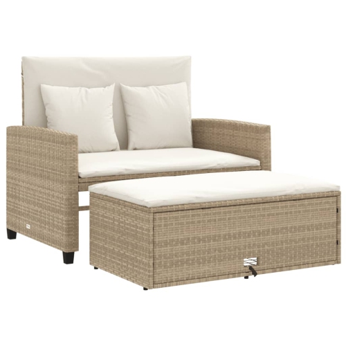 VIDAXL  Garden Sofa With Cushions 2-Seater Poly Rattan In Beige