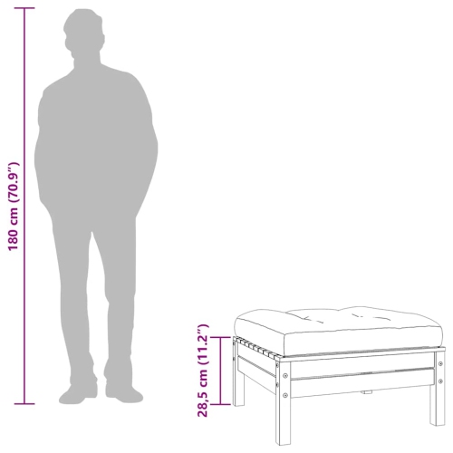 vidaXL Garden Footstool with Cushion Wax Brown Solid Wood Pine