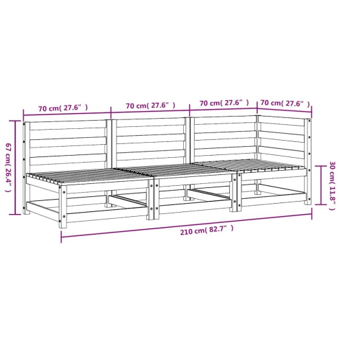 vidaXL Garden Sofa 3-Seater Wax Brown Solid Wood Pine