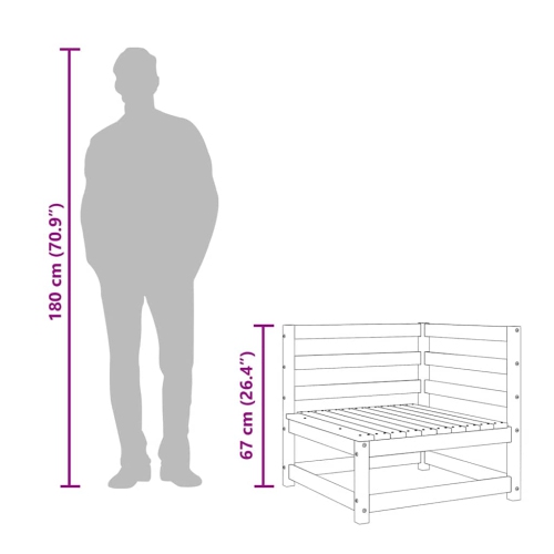 vidaXL Garden Sofa 3-Seater Wax Brown Solid Wood Pine