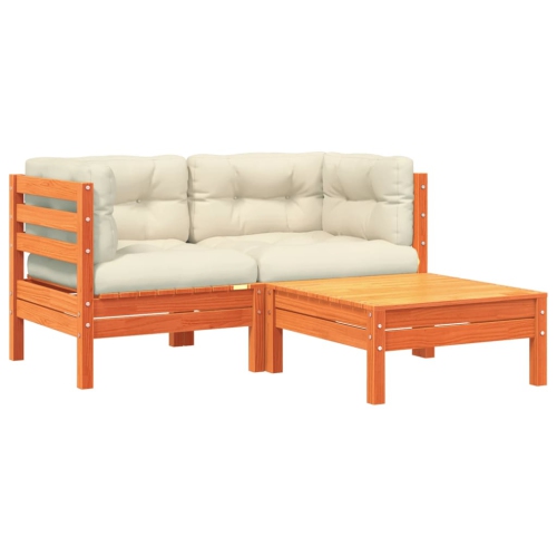 vidaXL Garden Sofa with Cushions and Footstool 2-Seater