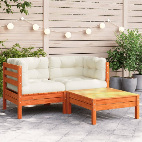 vidaXL Garden Sofa with Cushions and Footstool 2-Seater