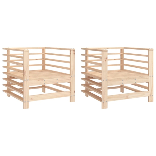 VIDAXL  Garden Chairs 2 PCs Solid Wood Pine