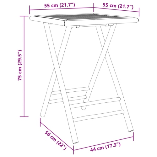 vidaXL Folding Garden Table 55x55x75 cm Bamboo