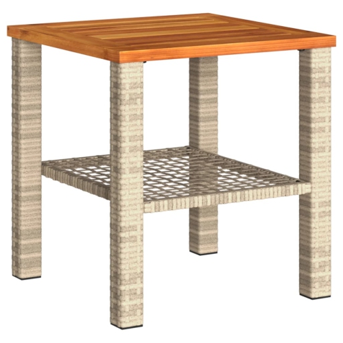 Table de jardin vidaXL beige 40x40Prés 42&nbsp;cm poly rotin bois d'acacia