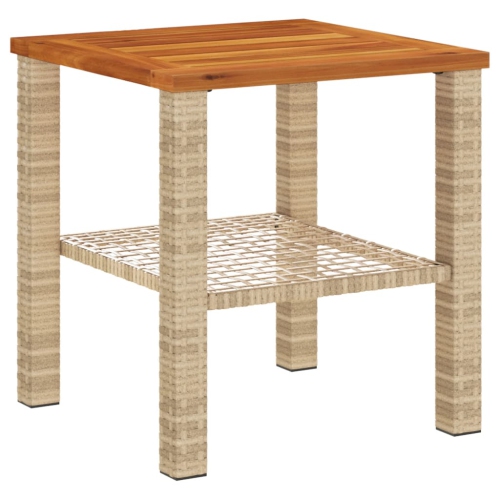 Table de jardin vidaXL beige 40x40Prés 42&nbsp;cm poly rotin bois d'acacia