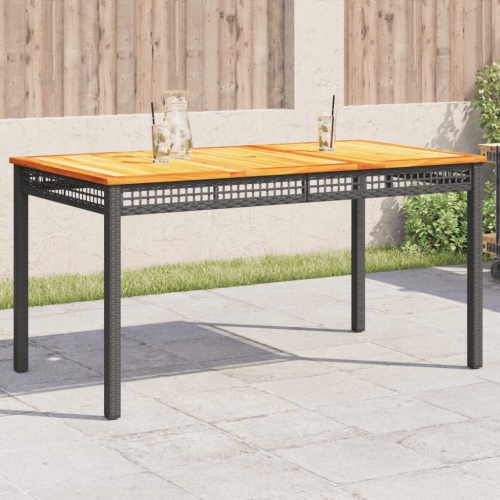VidaXL Table de jardin noire 140x80Pi 75 cm poly rotin bois d'acacia