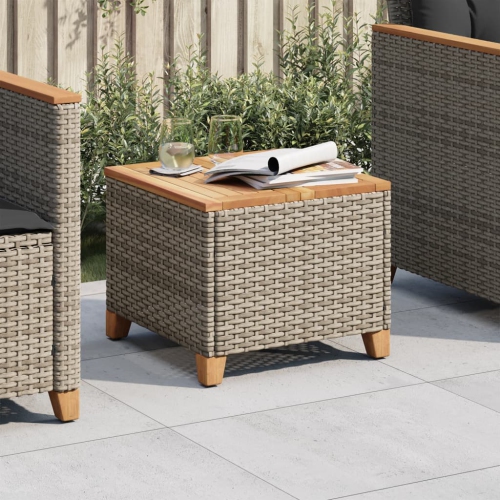 VidaXL Table de jardin gris 45x45Ph 37 cm poly rotin bois d'acacia