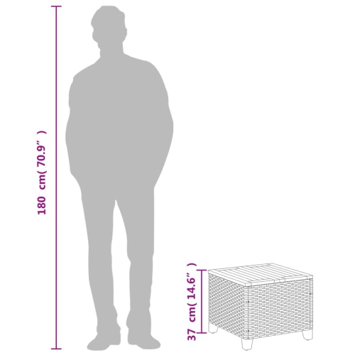 VidaXL Table de jardin gris 45x45Ph 37 cm poly rotin bois d'acacia