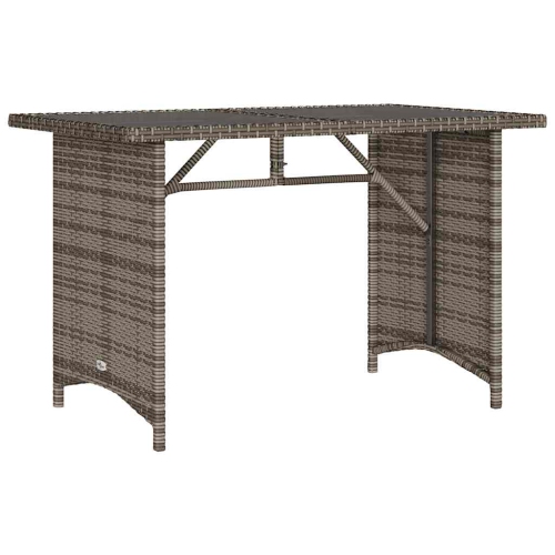 VIDAXL  Garden Table With Glass Top 110X68X70 Cm Poly Rattan In Grey