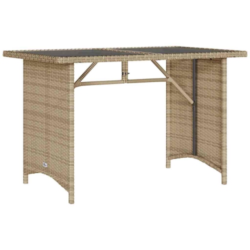 VIDAXL  Garden Table With Glass Top 110X68X70 Cm Poly Rattan In Beige