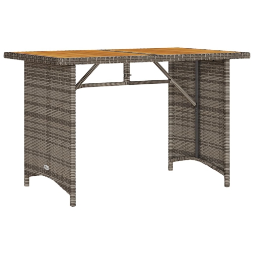 VIDAXL  Garden Table With Wooden Top Grey 110X68X70 Cm Poly Rattan