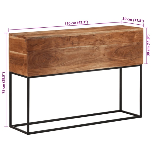 vidaXL Console Table 110x30x75 cm Solid Wood Acacia and Iron
