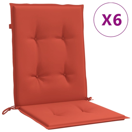 Coussins de fauteuil vidaXL à dossier bas, 6 pièces, tissu 4&nbsp;cm rouge chamarré 100x50Pi