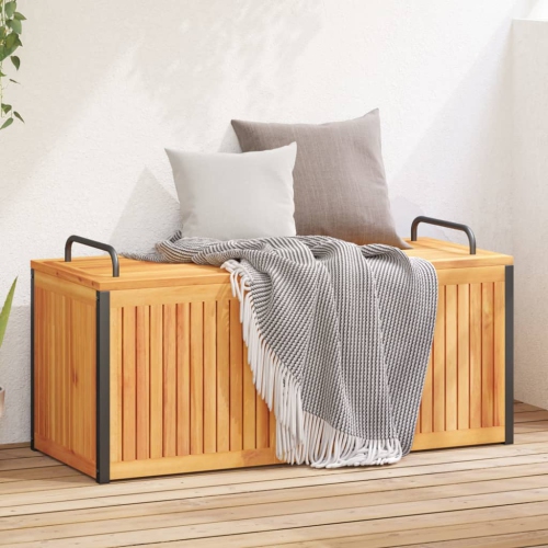 vidaXL Outdoor Cushion Box 110x45x42/53 cm Solid Wood Acacia and Steel