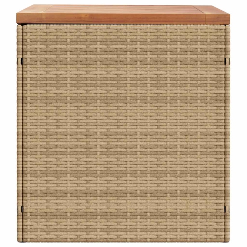 vidaXL Garden Storage Box Beige 110x50x54 cm Poly Rattan Acacia Wood