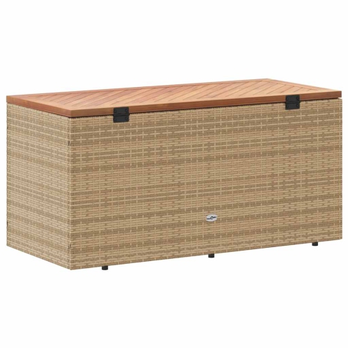 vidaXL Garden Storage Box Beige 110x50x54 cm Poly Rattan Acacia Wood