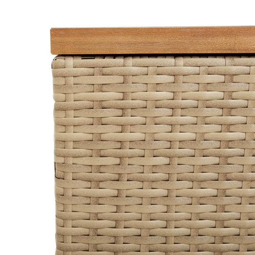 vidaXL Garden Storage Box Beige 110x50x54 cm Poly Rattan Acacia Wood