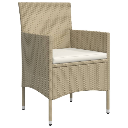 vidaXL 7 Piece Garden Dining Set with Cushions Beige and Black