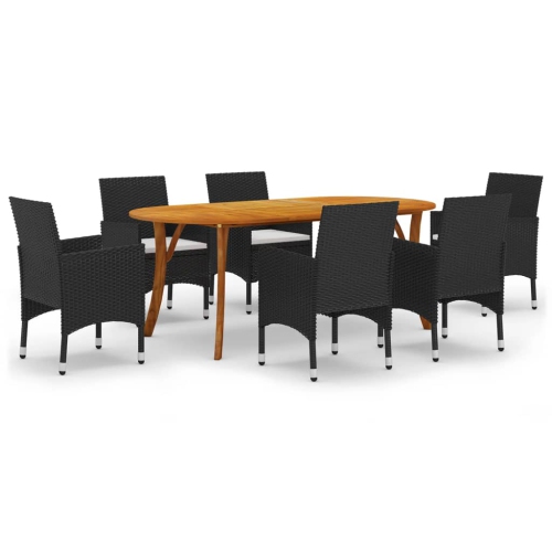 vidaXL 7 Piece Garden Dining Set Black