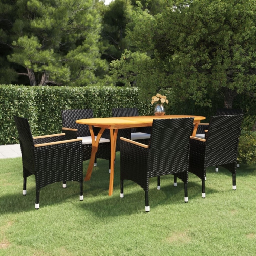 vidaXL 7 Piece Garden Dining Set Black
