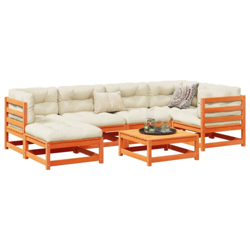 vidaXL 7 Piece Garden Sofa Set Wax Brown Solid Wood Pine