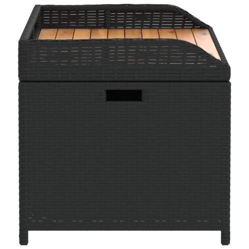 vidaXL Storage Bench Black 100x50x52 cm Poly Rattan and Acacia Wood