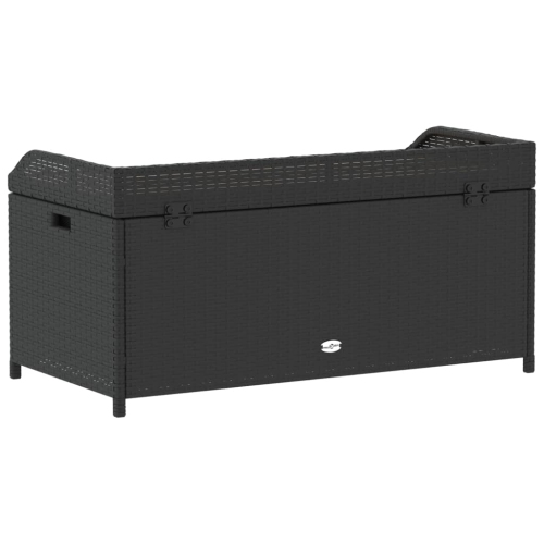 vidaXL Storage Bench Black 100x50x52 cm Poly Rattan and Acacia Wood